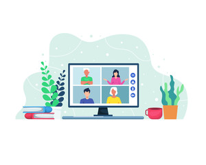Vector illustration Video conference concept