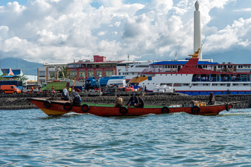 Fototapeta premium Manado City Soekrano Bridge and Pier to Bunaken Island