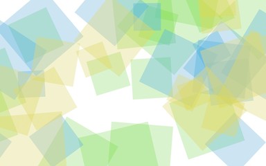 Multicolored translucent squares on white background. 3D illustration