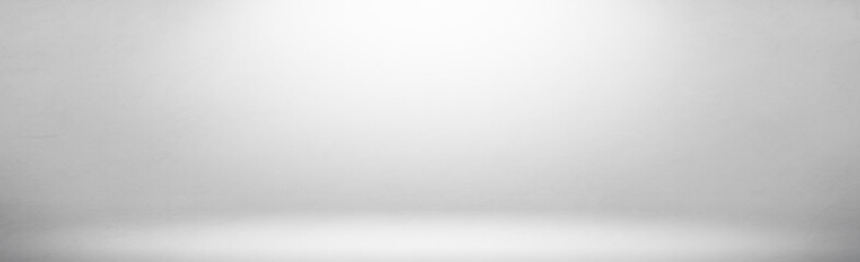 white gray studio room gradients light background .Simple empty spaces wide wall banner for contemporary background graphic backdrop. - 349241494