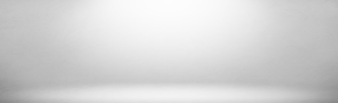 white gray studio room gradients light background .Simple empty spaces wide wall banner for contemporary background graphic backdrop.