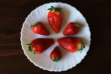 top down view of strawberry in the plate