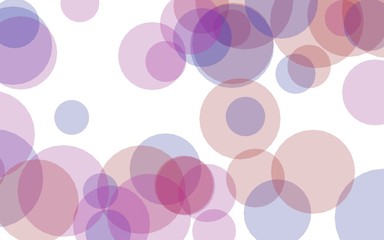 Multicolored translucent circles on a white background. Pink tones. 3D illustration