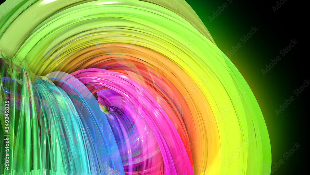 Poster creative abstract twisted rainbow color background. abstract stripes. 3d render