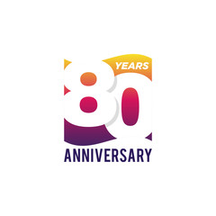 80 Years Anniversary Celebration Icon Vector Logo Design Template. Gradient Flag Style.