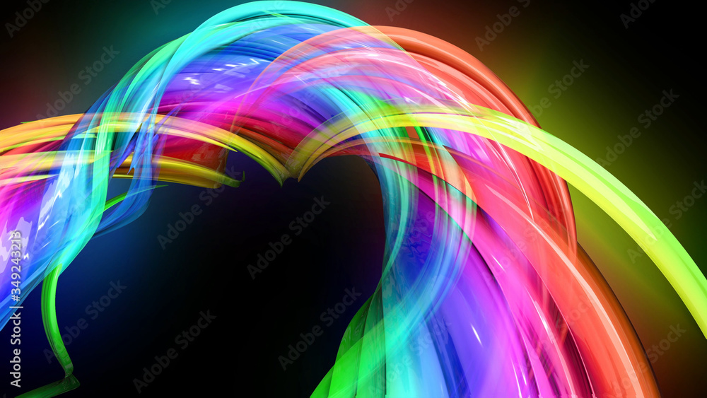 Aufkleber creative abstract twisted rainbow color background. abstract stripes. 3d render