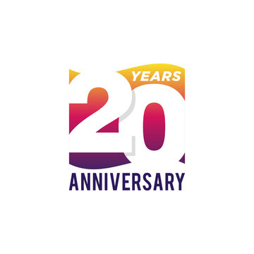 20 Years Anniversary Celebration Icon Vector Logo Design Template. Gradient Flag Style.