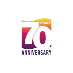 70 Years Anniversary Celebration Icon Vector Logo Design Template. Gradient Flag Style.