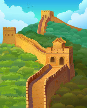 The great Wall of China. Vector illustration.