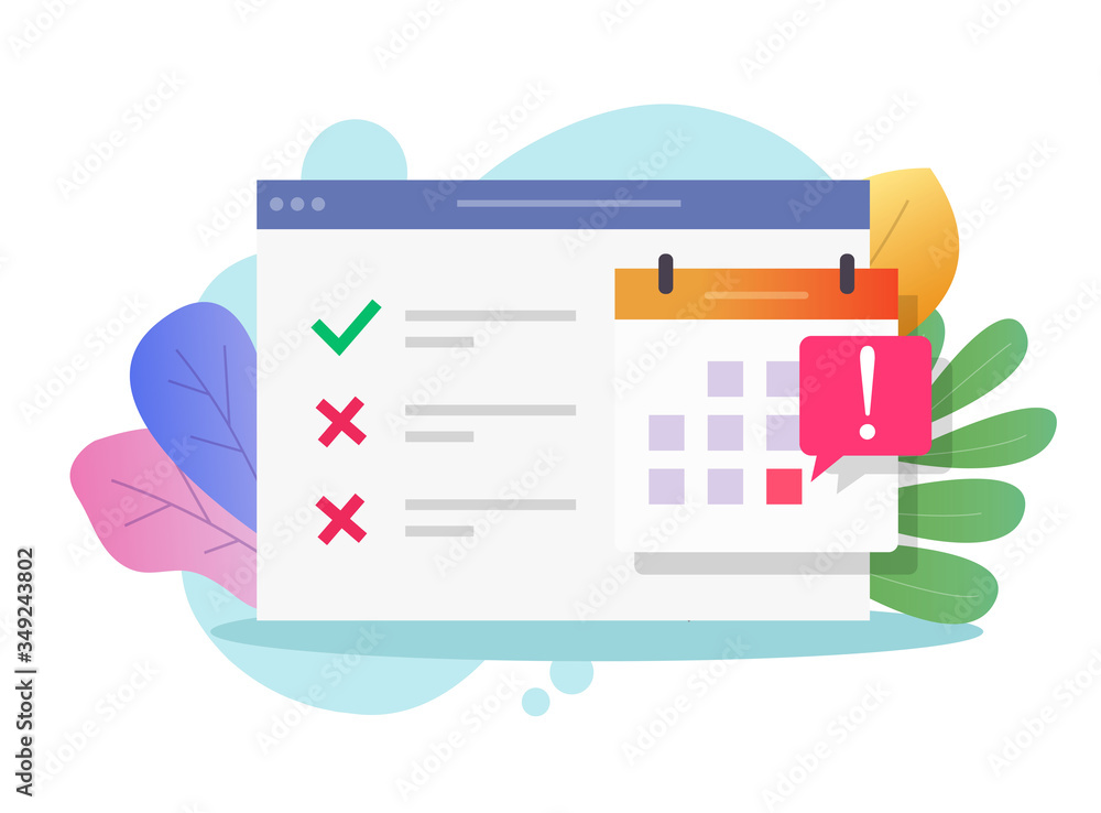 Aufkleber calendar due deadline online bad note on website as unsuccessful important event reminder icon vecto
