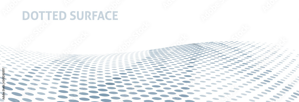 Poster Dotted wavy surface with halftone effect. Vector graphics