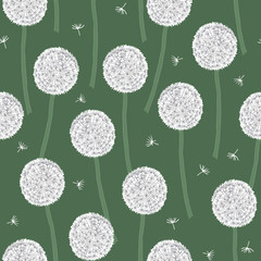 Cute vector pattern with dandelion seed heads