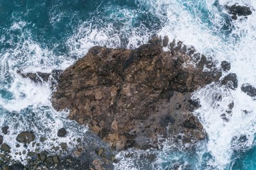 Obraz premium Playa de Benijo black sand beachTenerife Canary Islands Canaries Spain aerial drone view