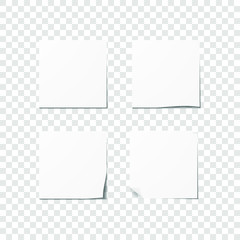 Fototapeta na wymiar Set of realistic white stickers.Blank adhesive sheets. Stock vector illustration on transparent background.