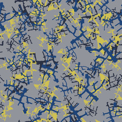 Fototapeta na wymiar UFO camouflage of various shades of blue, yellow and grey colors