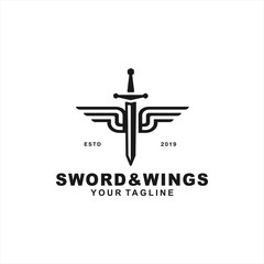Insignia Sword Logo Design Vector Illustration Template Idea
