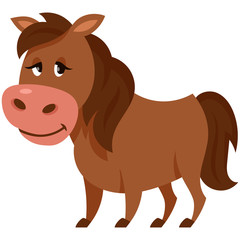 Obraz premium Standing cute horse. Farm animal in cartoon style.