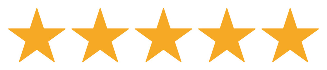Five stars rating, set, icon, vector, illustration