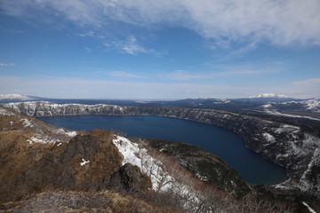 Blue lake view from the top of the mountain