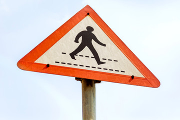 Pedestrian crossing sign in the Road