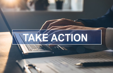 Take Action business, development, successful concept.