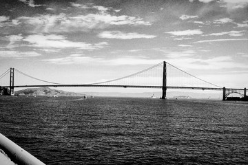 Golden Gate Bridge Over Sea Against Sky