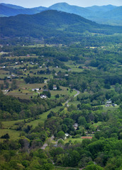 a landscape photo of the Rockfish Gap Valley in Central Virginia on a spring day.