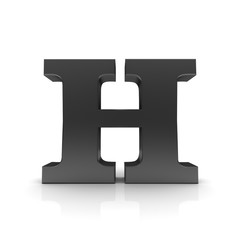 H letter 3d black sign alphabet text capital letter
