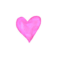 Watercolor big pink Heart love. Valentines day background texture. Hand drawn