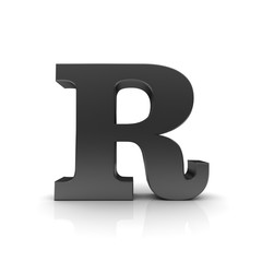 R letter 3d black sign alphabet text capital letter