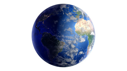 The Earth Space Planet 3D illustration white background. elements from NASA