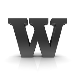 W letter 3d black sign alphabet text capital letter