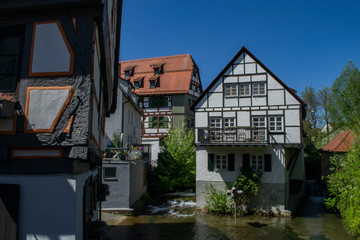 Germany the city of Ulm, the Fisherman's Quarter - these are narrow streets, bridges and houses,