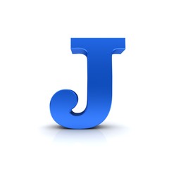 J letter sign blue 3d