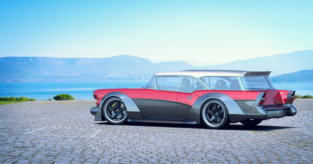 Fototapeta na wymiar 3D rendering of a brand-less generic cars in studio environment