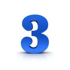 3 three blue 3d number