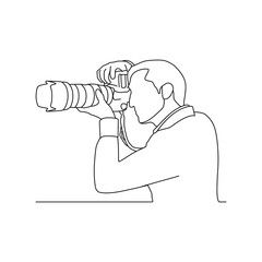 man is photographing something using the camera continuous line