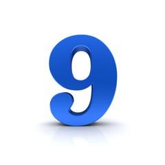 9 nine blue 3d number