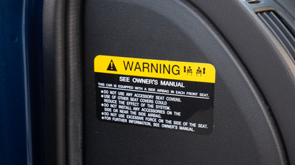 The Airbag instruction in the Vehicles