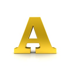 A letter sign 3d character golden type