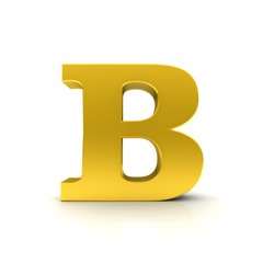 B letter sign 3d character golden type alphabet capital