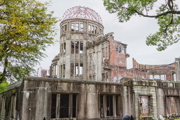 The Atomic Dome, ex Hiroshima Industrial Promotion Hall, destroyed by the first Atomic bomb in war,...