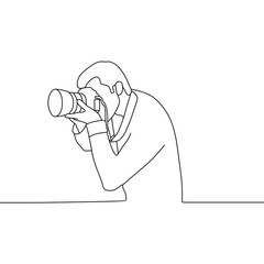 man is photographing something using the camera continuous line