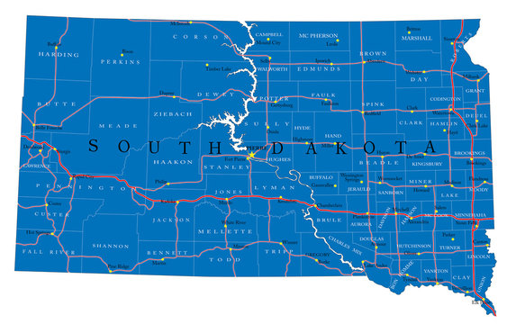South Dakota state political map