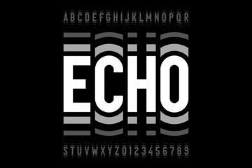 Echo style modern font, alphabet letters and numbers - obrazy, fototapety, plakaty