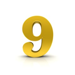 9 nine 3d number gold sign