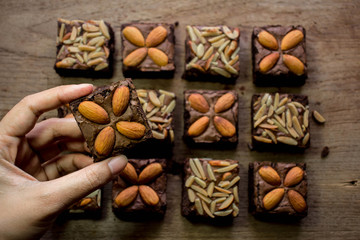 Homemade Gooey Double Chocolate Brownies.