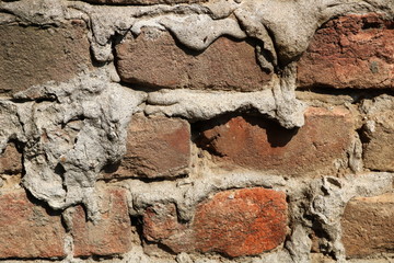 old brick wall with orange and brown texture