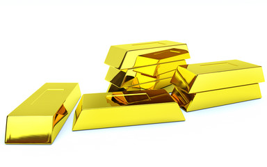 Business Finance Gold Bars 3D illustration Isolated on white
