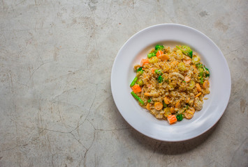 Fried rice, Asian fried rice,  Healthy food fried rice chicken with egg and vegetable.